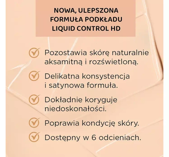 Eveline Liquid Control HD matujący podkład do twarzy z niacynamidem 055 Honey 32ml
