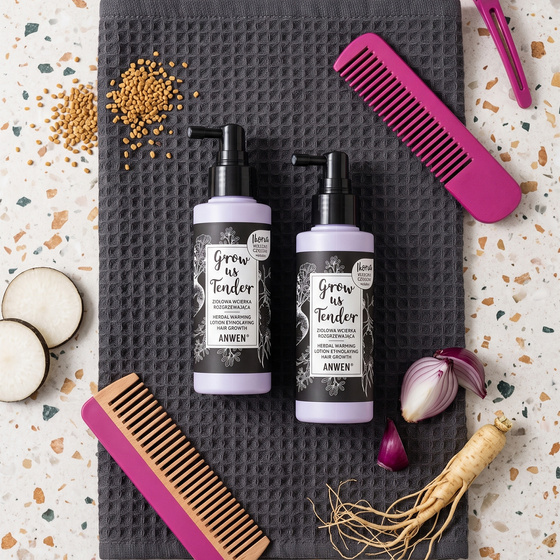 Anwen Grow Us Tender ziołowa wcierka rozgrzewająca do skóry głowy 150 ml