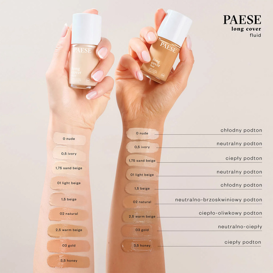 Paese Long Cover Fluid kremowy podkład kryjący do twarzy nowa formuła 02 Natural 30 ml
