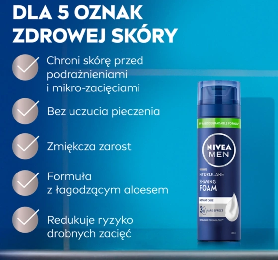 NIVEA MEN Hydro Care pianka do golenia z aloesem dla mężczyzn 200 ml