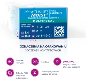 1-DAY ACUVUE® MOIST MULTIFOCAL soczewki kontaktowe 30 sztuk / 8.4 / +1.75 / L