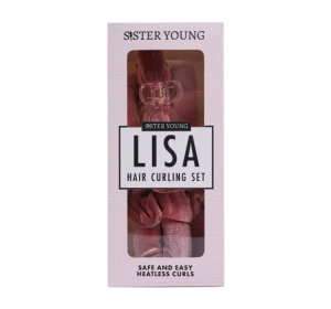 Sister Young Lisa zestaw do kręcenia włosów wałek + 2 scrunchie + klips Pink