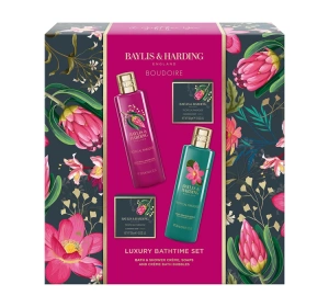 Baylis & Harding Boudoire zestaw prezentowy krem pod prysznic i do kąpieli 250 ml + pianka do kąpieli 250 ml + mydło w kostce 2 x 100 g