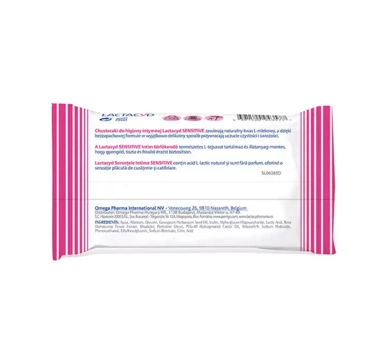 LACTACYD SENSITIVE CHUSTECZKI DO HIGIENY INTYMNEJ 15 SZTUK