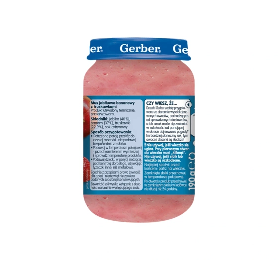 Gerber deserek po 6 miesiącu Mus jabłkowo-bananowy z truskawkami 190g