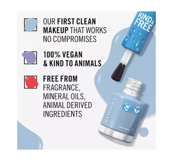 RIMMEL KIND & FREE WEGAŃSKI LAKIER DO PAZNOKCI 152 TIDAL WAVE BLUE 8ML