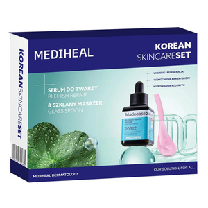 Mediheal Korean Skincare Set zestaw do pielęgnacji twarzy regenerujące serum do twarzy z madekasozydem 40 ml + szklany masażer Glass Spoon 