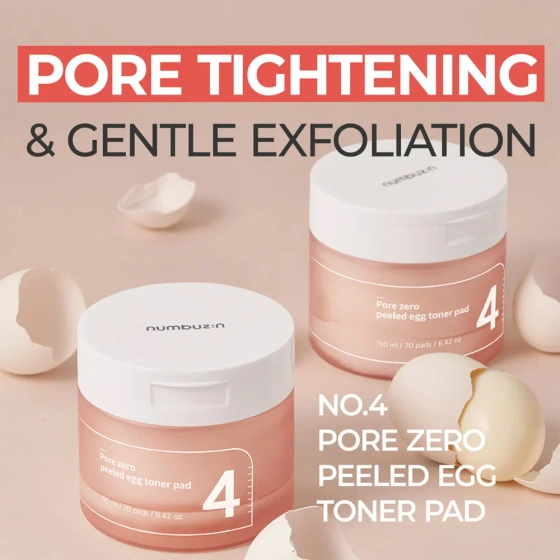 Numbuzin No. 4 Pore Zero Peeled Egg Toner Pad płatki tonizująco-złuszczające 70 sztuk