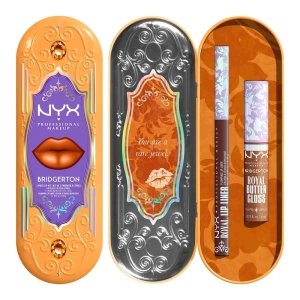 NYX Professional Makeup Bridgerton Royal Treasures Lip Kit 06 zestaw do makijażu ust błyszczyk Royal Butter Gloss Pout and About 8 ml + konturówka Royal Lip Liner Toffee Temptation 0,33 g