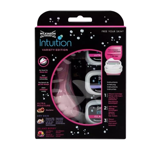 Wilkinson Sword Intuition Variety Edition maszynka do golenia dla kobiet rączka+ 3 wkłady