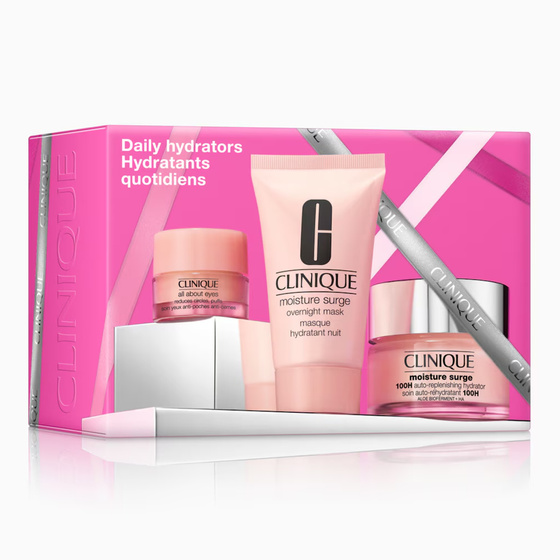 Clinique Daily Hydrators zestaw prezentowy krem-żel do twarzy Moisture Surge 100H 30 ml + maska na noc Moisture Surge 30 ml + krem pod oczy All About Eyes 5 ml
