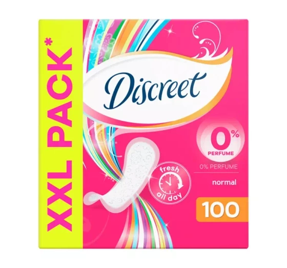 DISCREET 0% PERFUME NORMAL WKŁADKI HIGIENICZNE 100 SZTUK