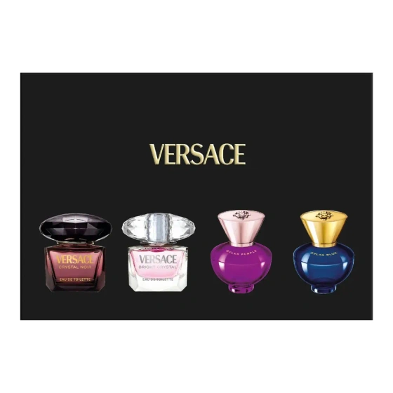 Versace woda toaletowa Crystal Noir 5 ml +  Bright Crystal 5 ml + woda perfumowana Dylan Purple Pour Femme + Dylan Blue Pour Femme 5 ml