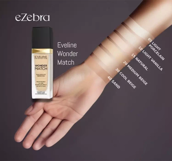 EVELINE WONDER MATCH LUKSUSOWY PODKŁAD WYGŁADZAJĄCY 10 LIGHT VANILLA 30ML