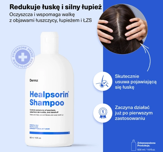 Dermz Laboratories Healpsorin szampon do włosów i skóry głowy dotkniętej chorobami zapalnymi 500ml