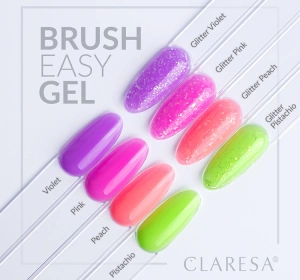 Claresa Brush Easy Gel budujący żel do paznokci w butelce Glitter Pistachio 5 g