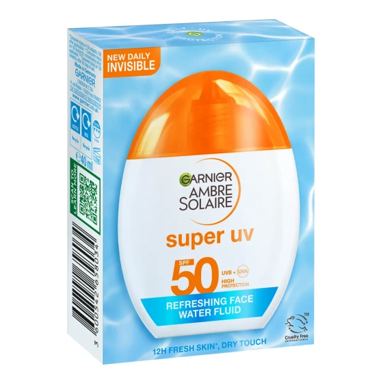 Garnier Ambre Solaire Super UV Refreshing Face Water Fluid SPF50 odświeżający fluid do twarzy z wysoką ochroną 40 ml
