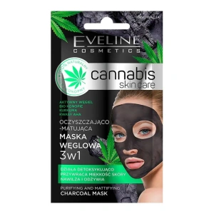 Eveline Cosmetics Cannabis Skin Care oczyszczająco-matująca maska węglowa do twarzy 3w1 7 ml
