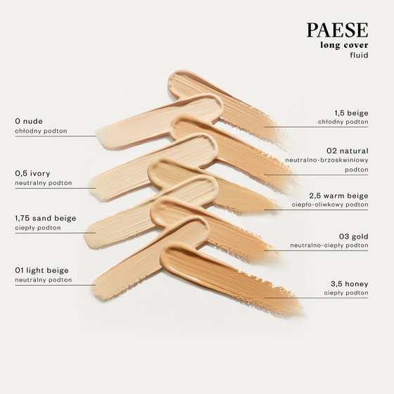 Paese Long Cover Fluid kremowy podkład kryjący do twarzy nowa formuła 0 Nude 30 ml