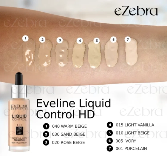 Eveline Cosmetics Liquid Control HD podkład do twarzy 025 Light Rose 32 ml