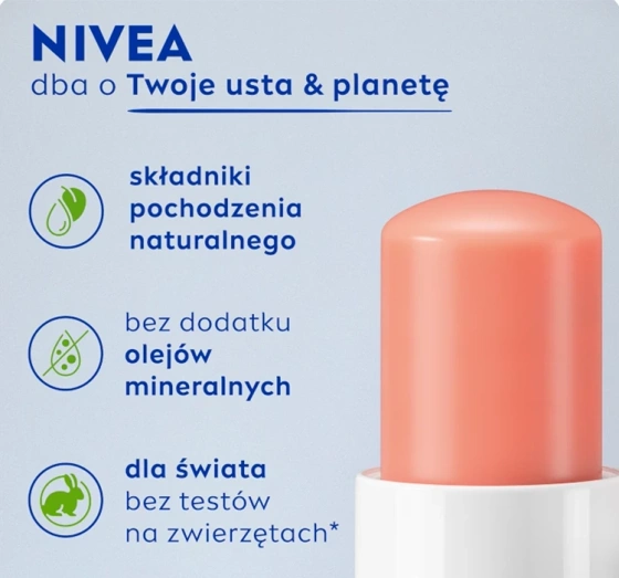 NIVEA pielęgnująca pomadka do ust  Peach Shine 4,8g