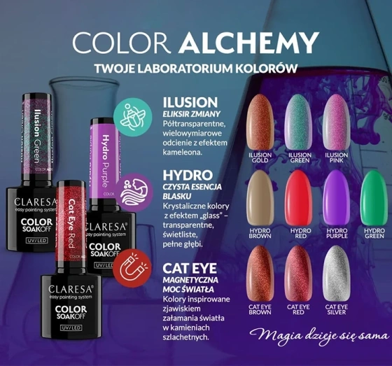 Claresa hybrydowy lakier do paznokci Cat Eye Silver 5 g