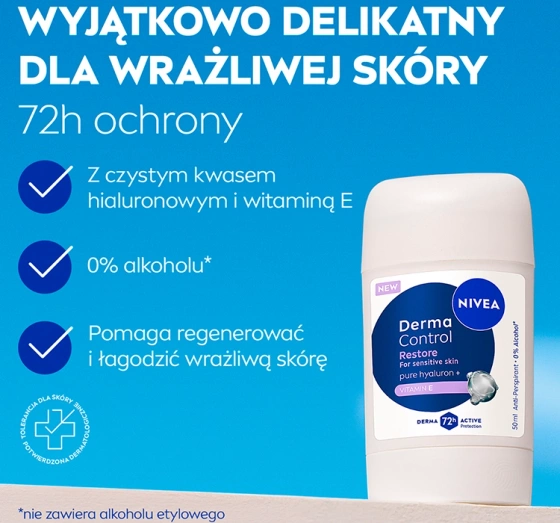 NIVEA Derma Control antyperspirant w sztyfcie dla kobiet Restore 50 ml