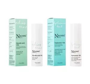 Nacomi Next Level zestaw serum Hyaluronic Bomb Kwas Hialuronowy 10% + Fix It Up Niacynamide 15%