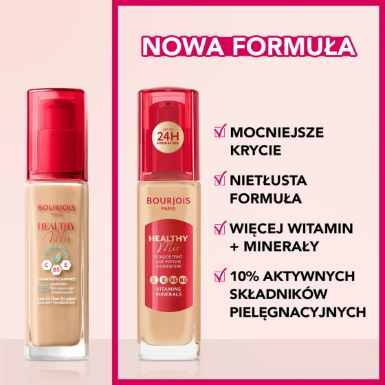 Bourjois Healthy Mix podkład niwelujący oznaki zmęczenia z kompleksem witamin i minerałów 52W Vanilla 30 ml