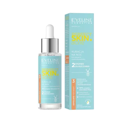 Eveline Perfect Skin Acne kuracja na noc korygująca niedoskonałości 2 stopień złuszczania 30ml